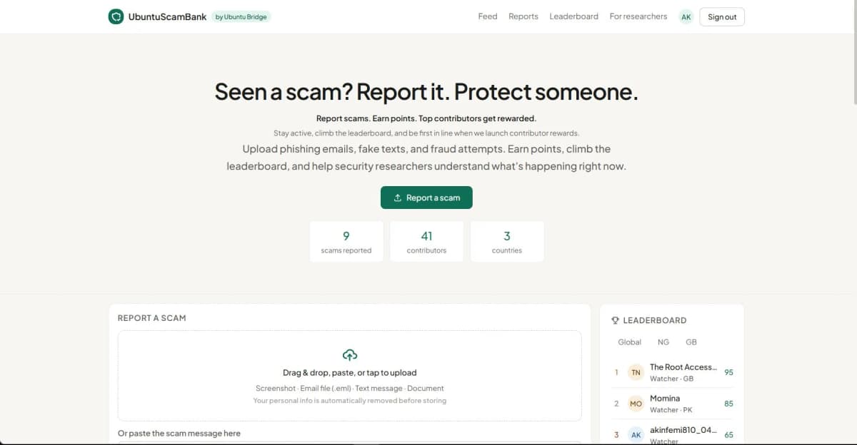 UbuntuScamBank screenshot